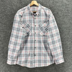 Lincoln Shirt Men M Medium Gray Plaid Button Up Collared Long Sleeve Pockets